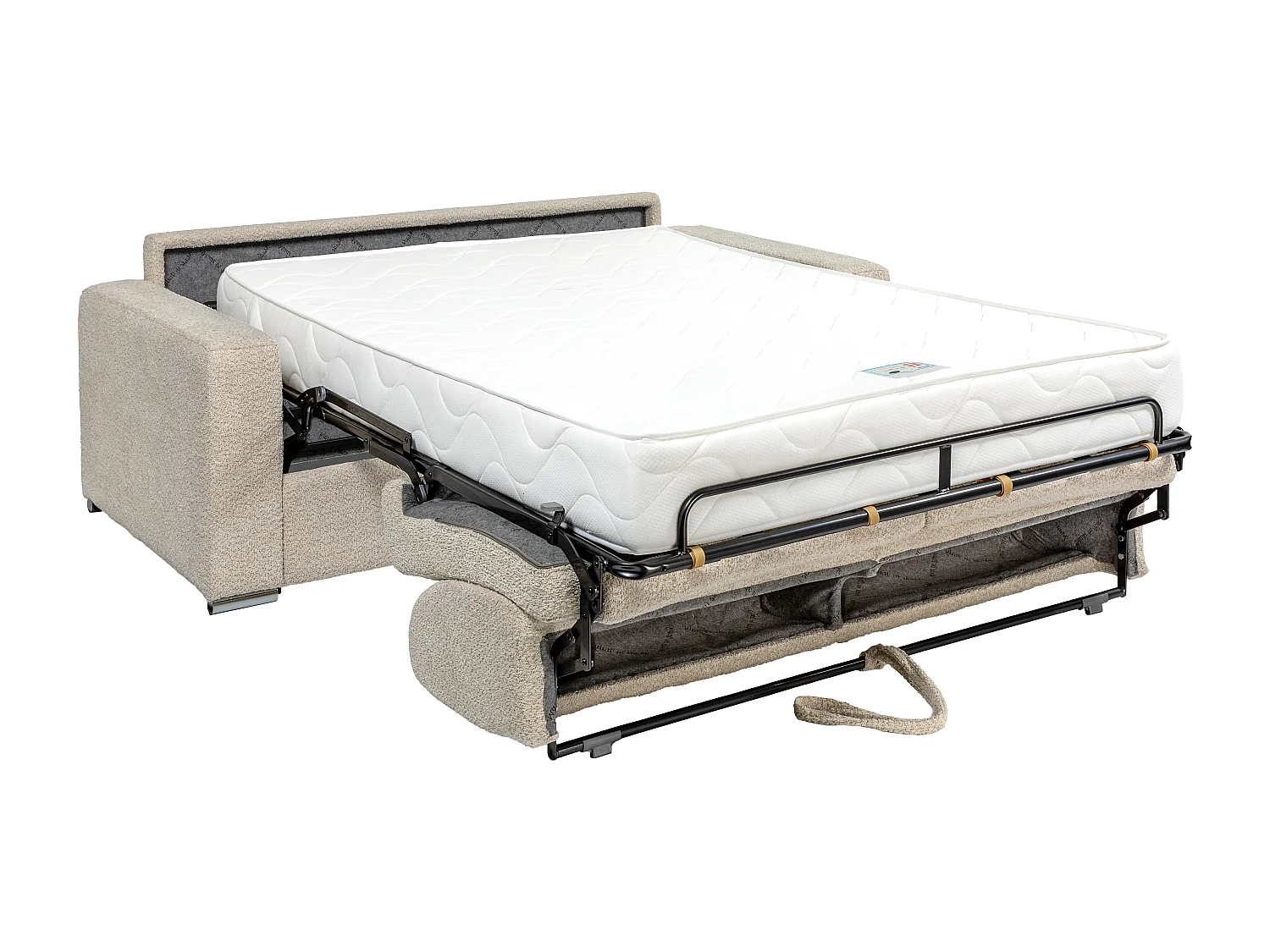 Divano letto 4 posti a ribalta Posto letto doghe larghe 160cm Mater. 22cm memory foam in Tessuto bouclette Beige - CALITO