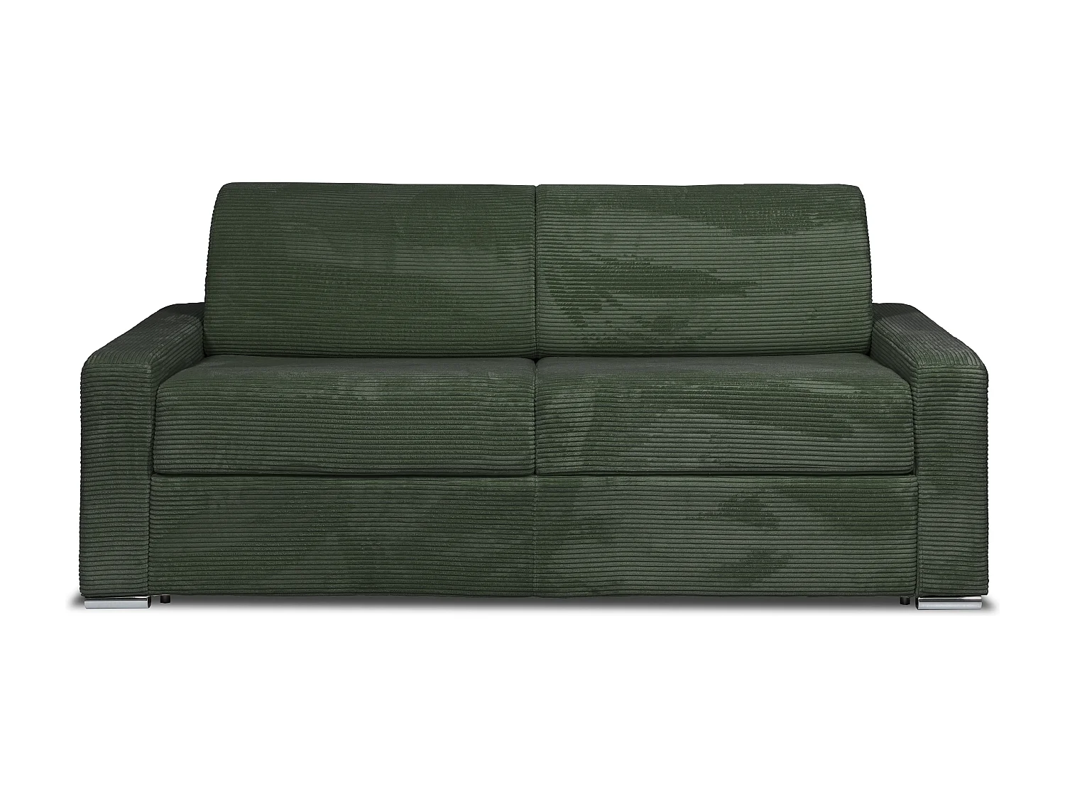 Canapé 4 places convertible express en velours côtelé vert - Couchage lattes larges 160 cm - Matelas 22 cm avec mémoire de forme CALITO