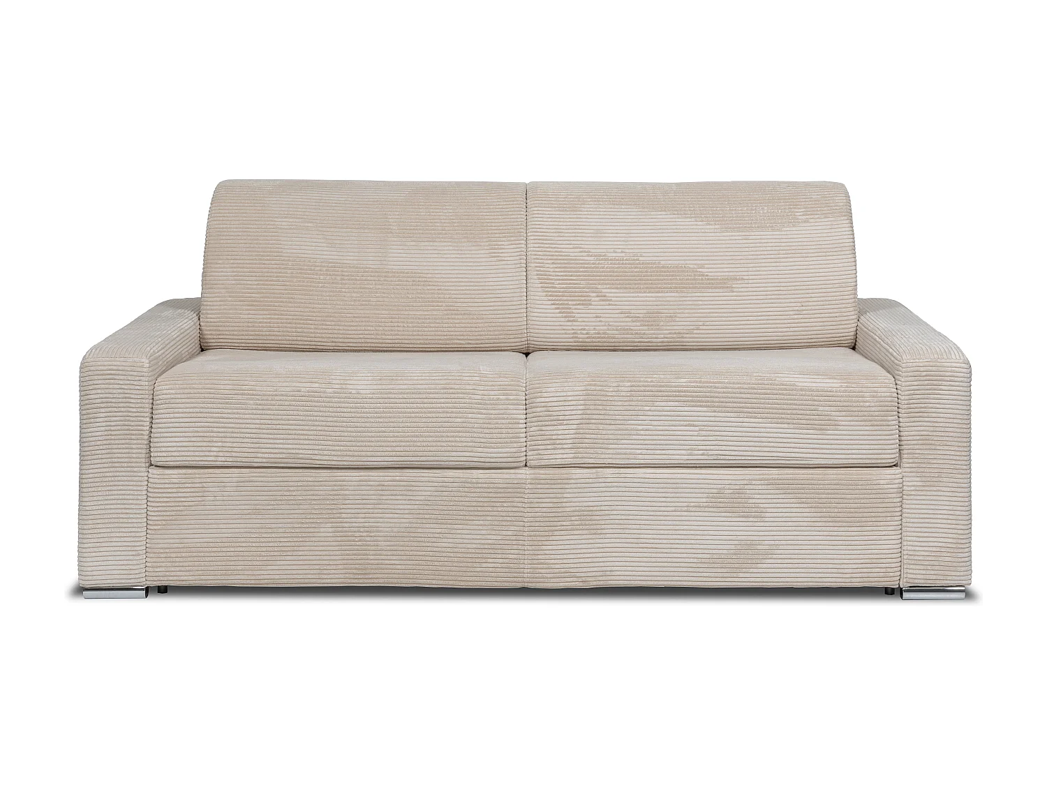 Schlafsofa mit Matratze 4-Sitzer - Liegefläche Lattenrost mit breiten Latten 160 cm - Matratze 18 cm - Cord - Beige - CALITO