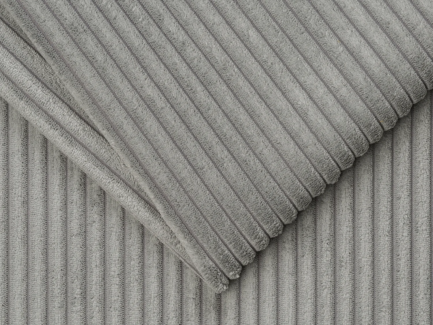 Sofá cama de 4 plazas de apertura rápida de pana gris claro - Colchón de láminas amplias de 160 cm - Colchón de 18 cm CALITO