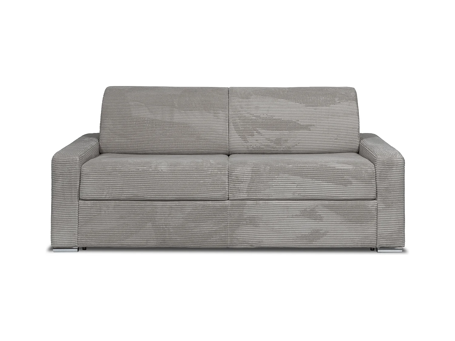 Canapé 4 places convertible express en velours côtelé gris clair - Couchage lattes larges 160 cm - Matelas 18 cm CALITO