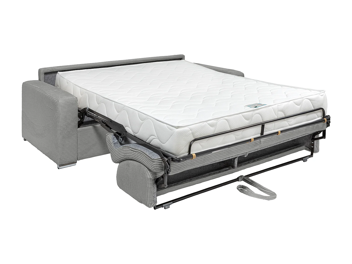 Divano letto 4 posti a ribalta Posto letto doghe larghe 160cm Mater. 22cm memory foam in Velluto a coste Grigio - CALITO