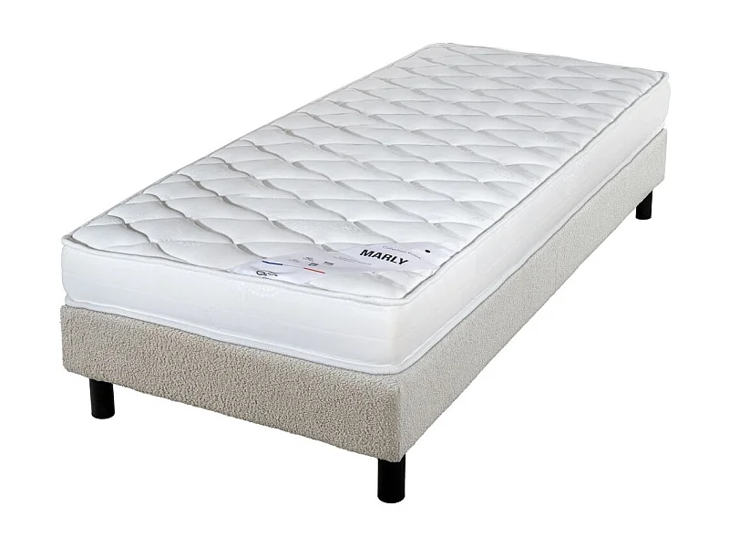 Matelas et sommier 90x190 Marly - Newkit - Soutien ferme - Sommier démonté - Crème