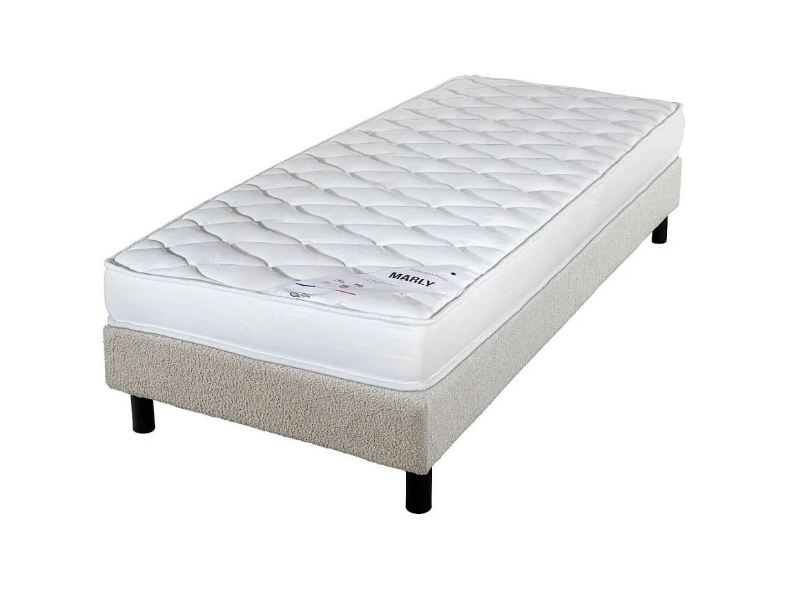 Matelas et sommier 90x190 Marly - Newkit - Soutien ferme - Sommier démonté - Crème