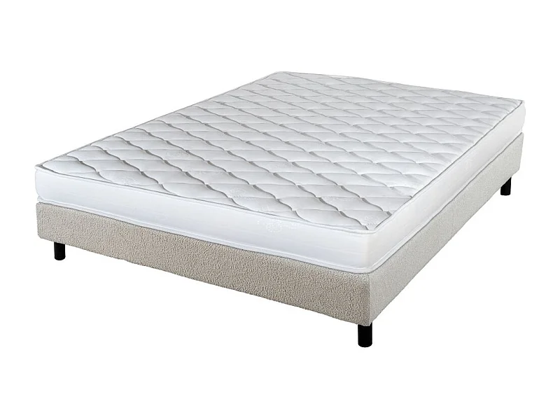 Matelas et sommier 90x190 Madere - Newkit - Soutien ferme - Sommier démonté - Crème