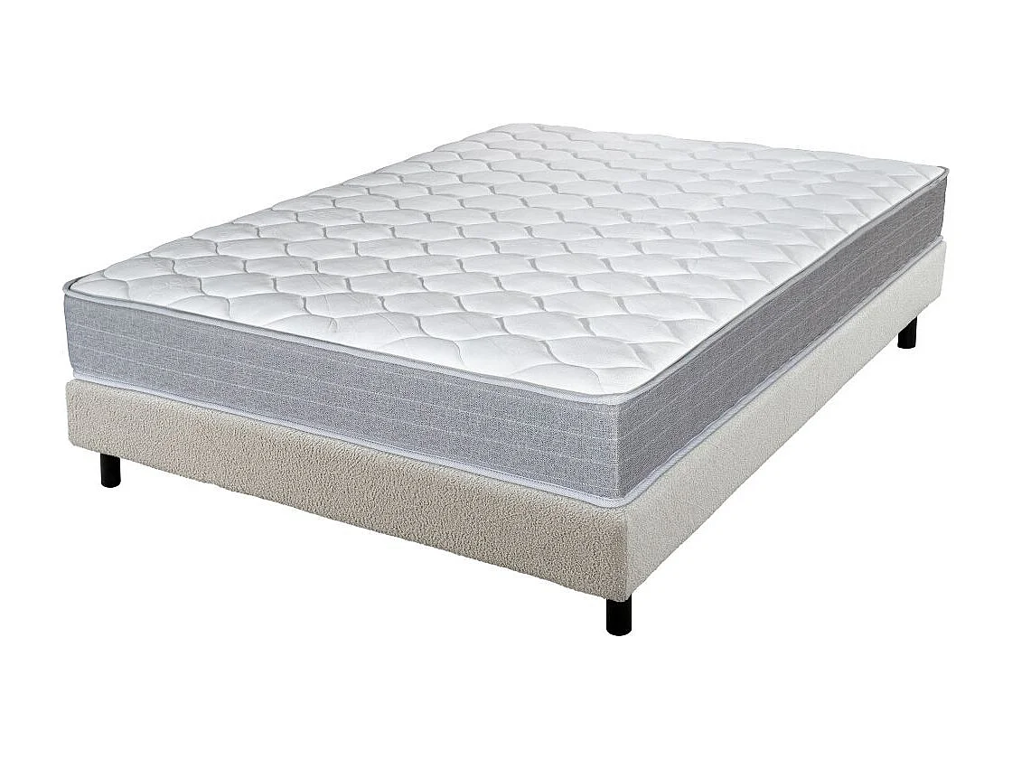 Matelas et sommier 140x190 Madere - Newkit - Soutien ferme - Sommier démonté - Crème