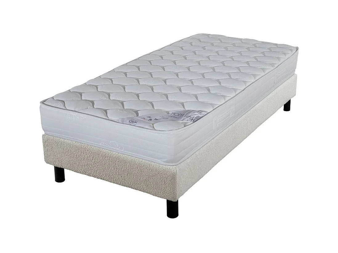 Matelas et sommier 90x190 Montana - Newkit - Soutien medium - Sommier démonté - Crème