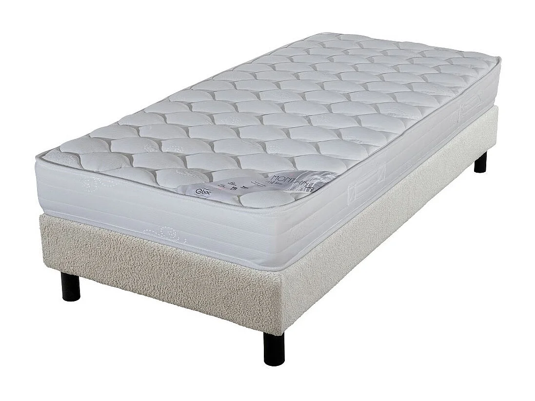 Matelas et sommier 90x190 Montana - Newkit - Soutien medium - Sommier démonté - Crème