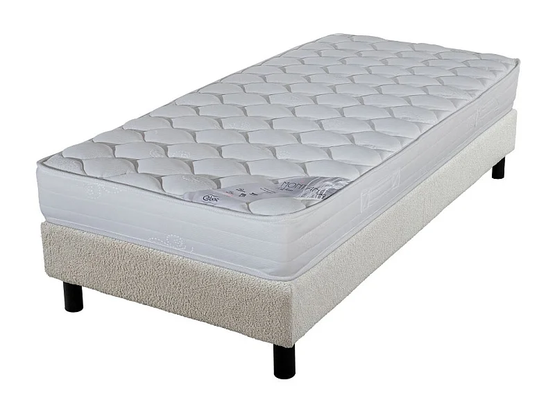 Matelas et sommier 90x190 Montana - Newkit - Soutien medium - Sommier démonté - Crème