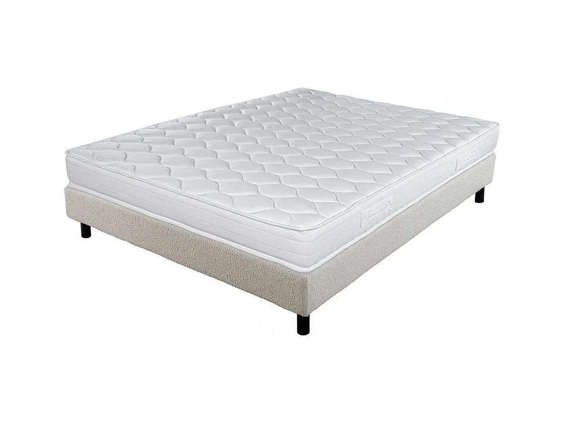 Matelas et sommier 160x200 Mousse - Newkit - Soutien medium - Sommier démonté - Crème