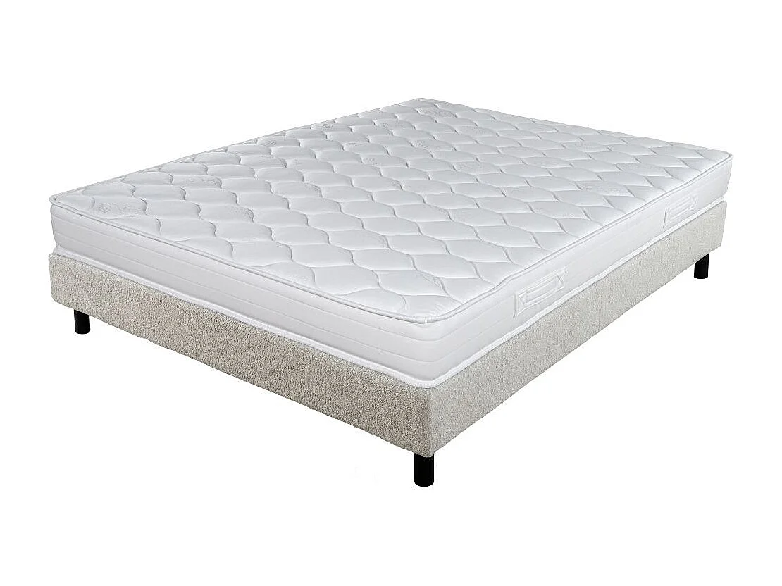 Matelas et sommier 160x200 Mousse - Newkit - Soutien medium - Sommier démonté - Crème