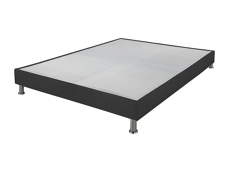 Sommier tapissier + pieds Omega Gris 3 140x190 Lattes bois - H.15 cm - Made in France