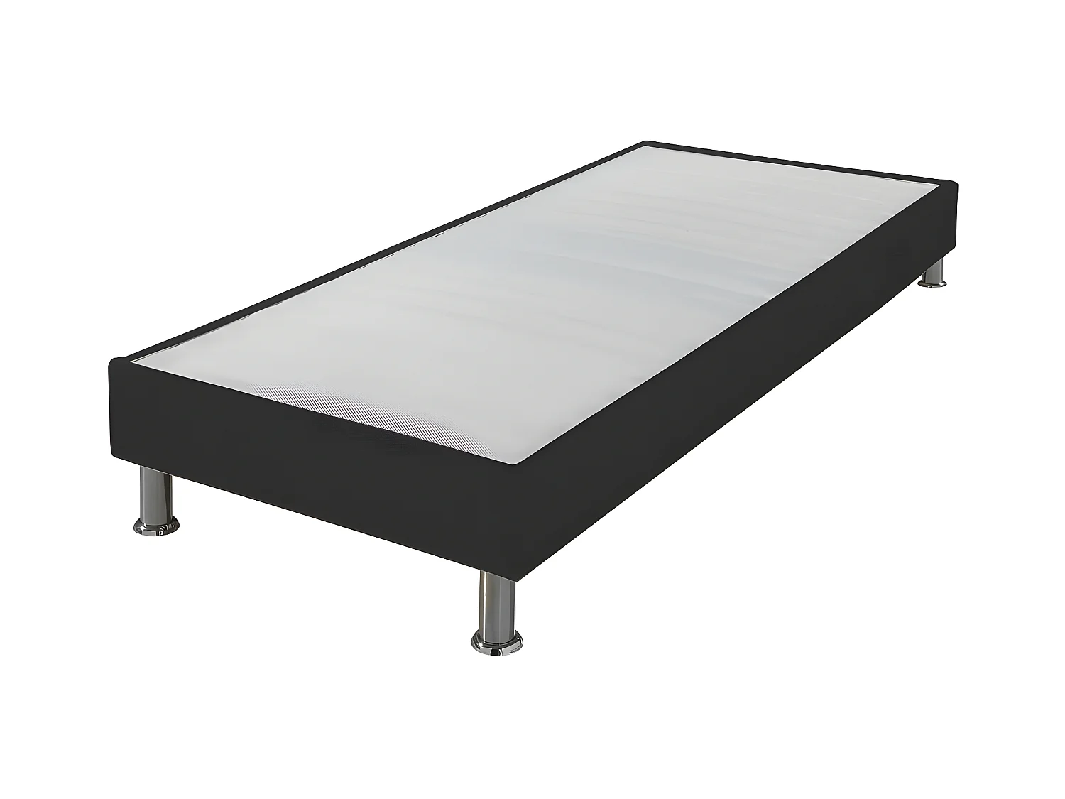 Sommier tapissier + pieds Omega Gris 3 90x200 Lattes bois - H.15 cm - Made in France