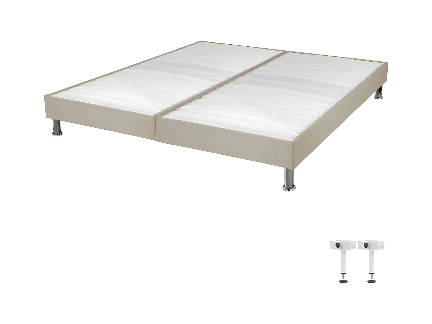 Sommier tapissier+pieds Omega Sahara 2x90x200 Lattes bois - H.15 cm - Made in France