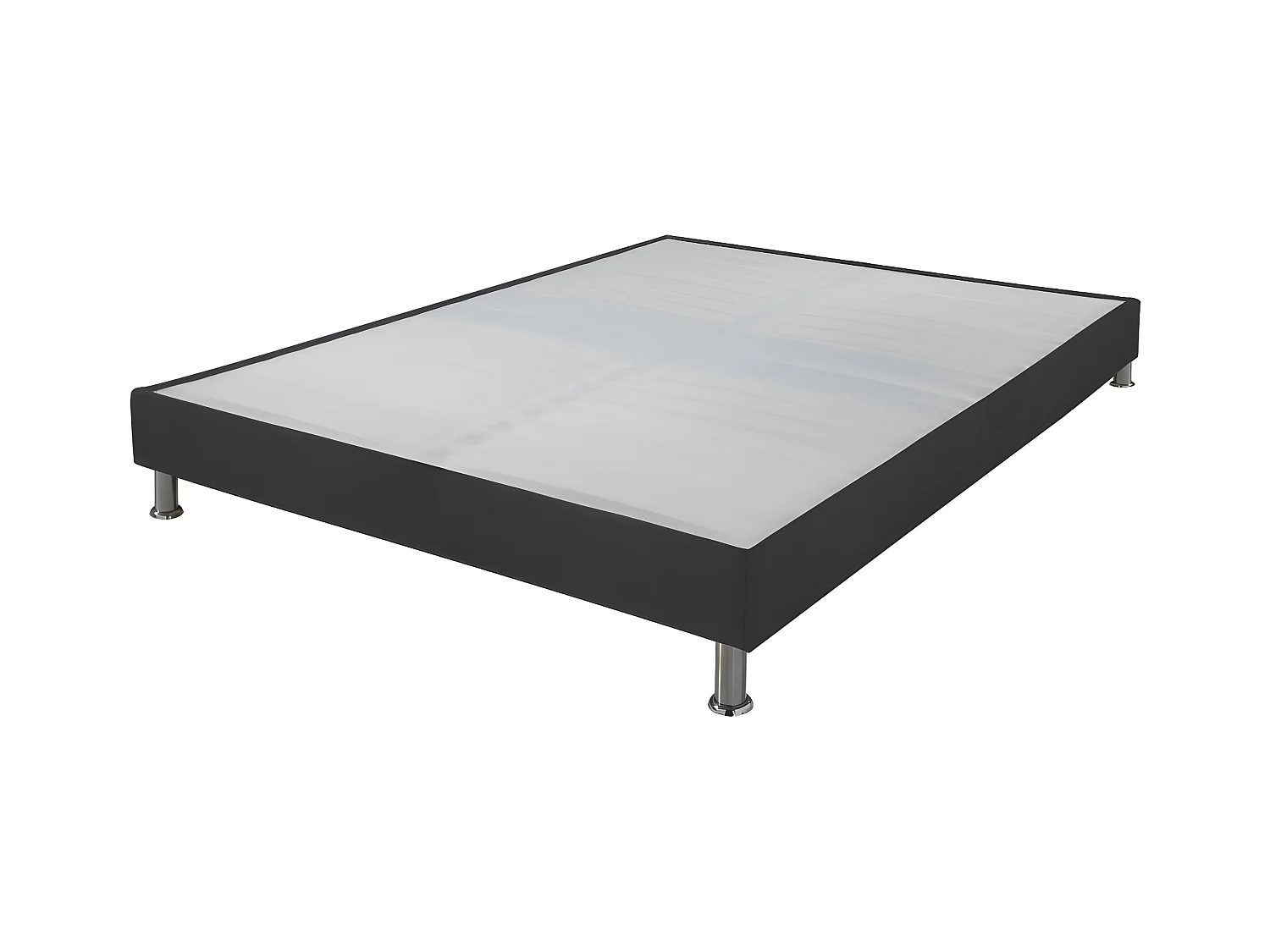 Sommier tapissier + pieds Omega Gris 3 160x200 Lattes bois - H.15 cm - Made in France