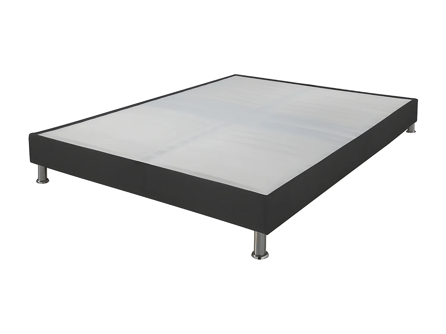 Sommier tapissier + pieds Omega Gris 3 160x200 Lattes bois - H.15 cm - Made in France