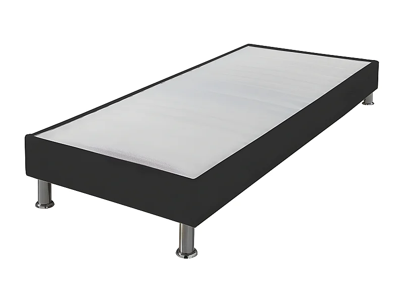 Sommier tapissier + pieds Omega Gris 3 80x200 Lattes bois - H.15 cm - Made in France