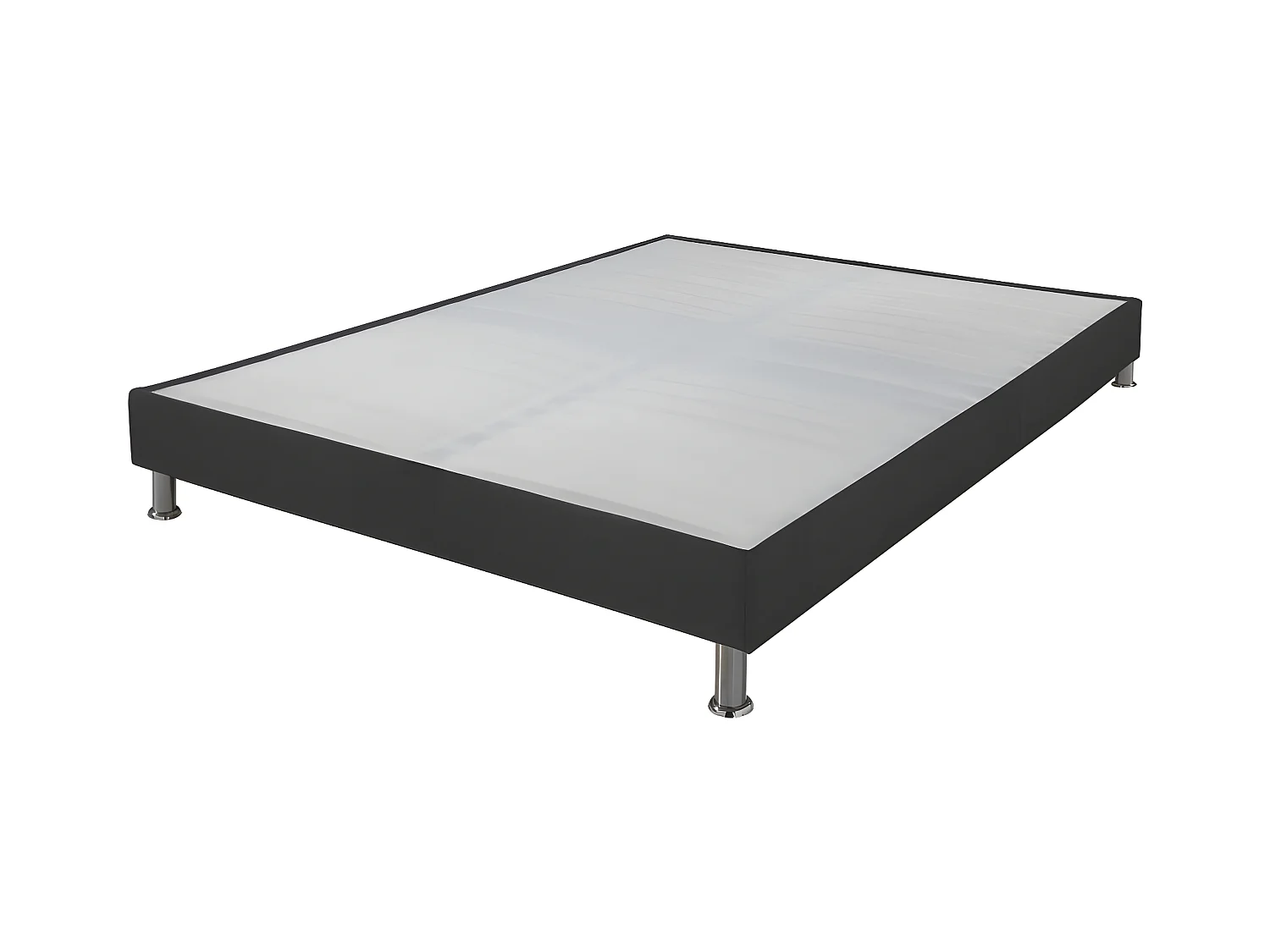 Sommier tapissier + pieds Omega Gris 3 140x200 Lattes bois - H.15 cm - Made in France