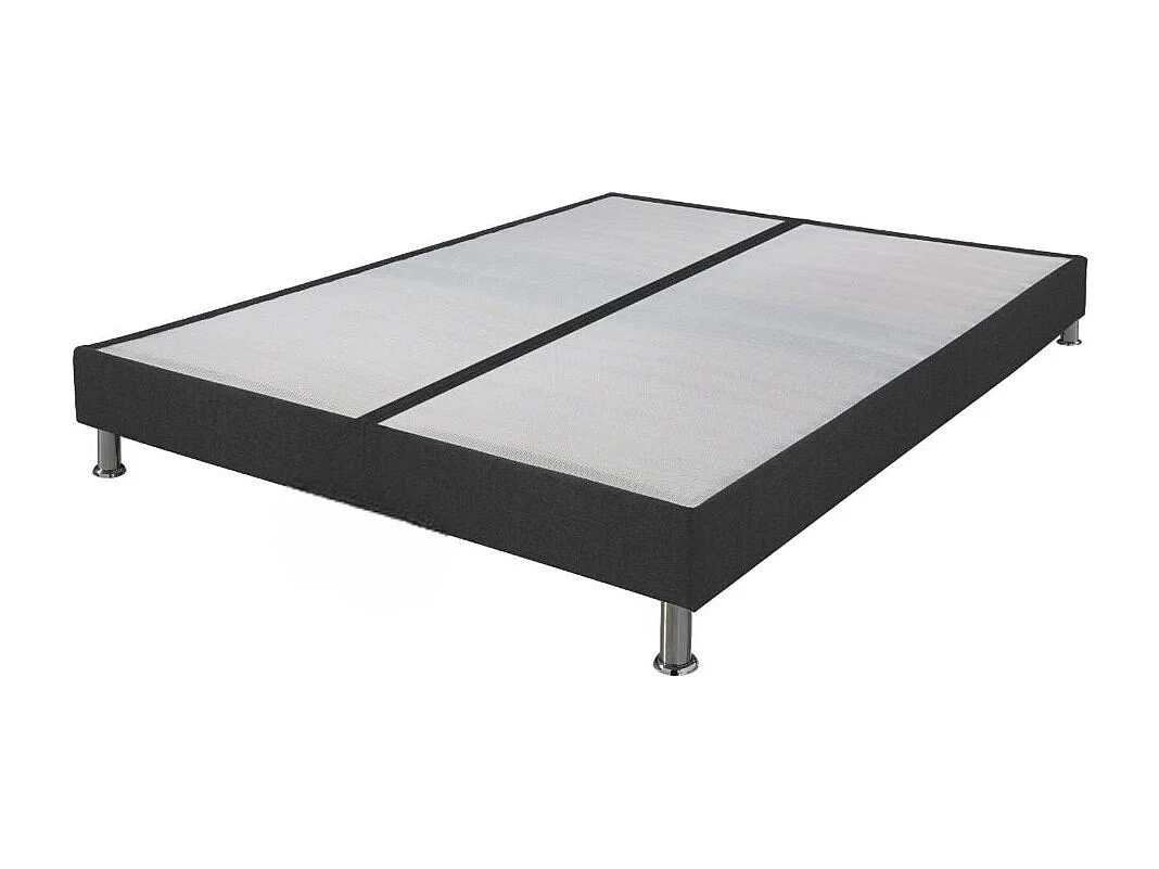 Sommier tapissier+pieds Omega Gris 3 2x90x200 Lattes bois - H.15 cm - Made in France