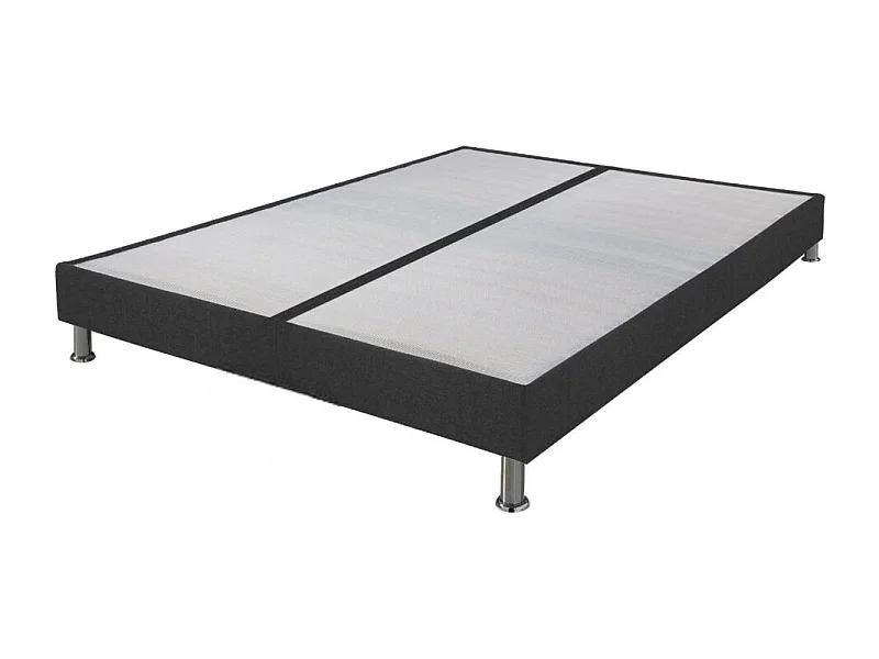 Sommier tapissier+pieds Omega Gris 3 2x90x200 Lattes bois - H.15 cm - Made in France