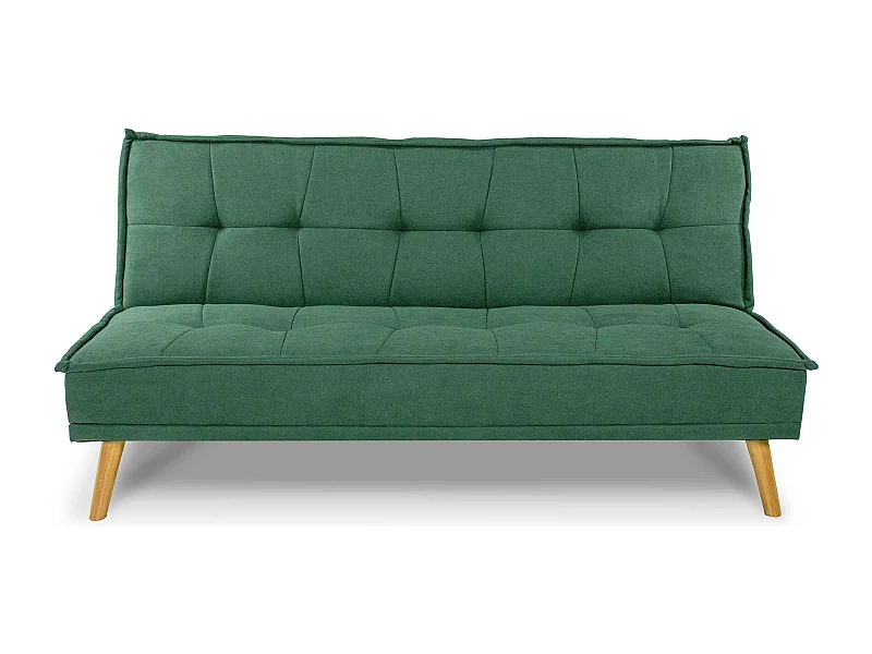 Divano letto clic clac in tessuto vellutato verde abete, divano 3 posti mod. Bart