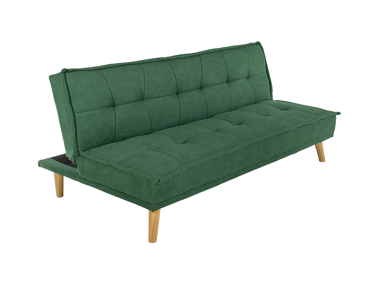 Divano letto clic clac in tessuto vellutato verde abete, divano 3 posti mod. Bart