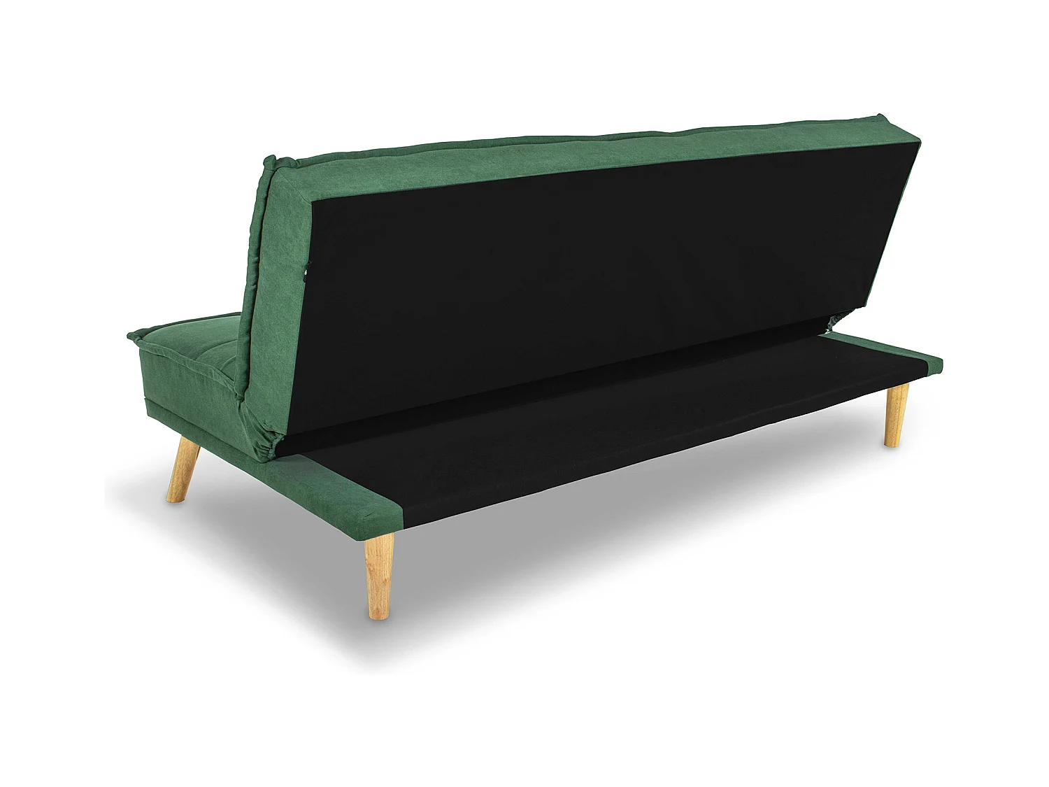 Divano letto clic clac in tessuto vellutato verde abete, divano 3 posti mod. Bart