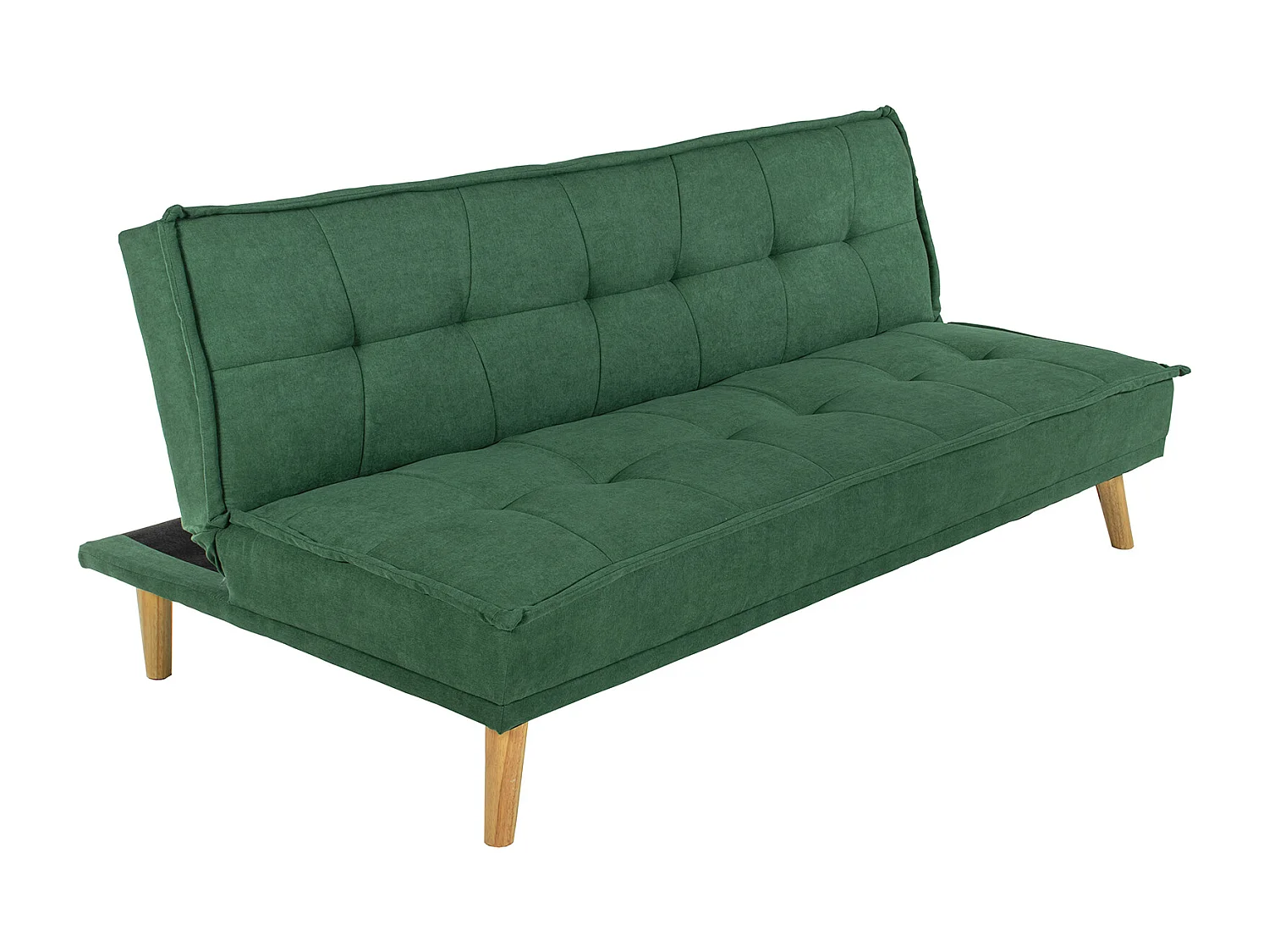 Divano letto clic clac in tessuto vellutato verde abete, divano 3 posti mod. Bart