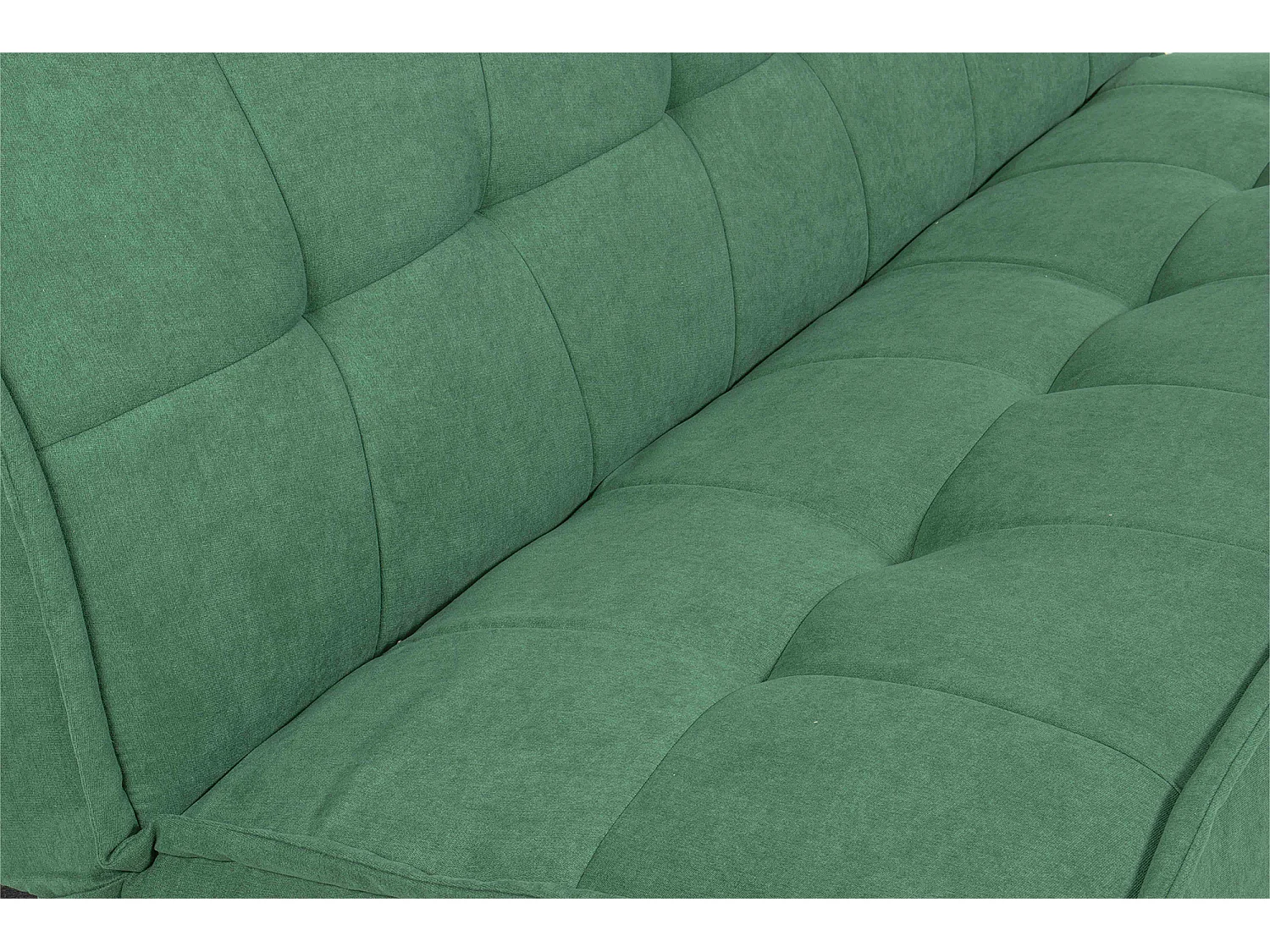 Divano letto clic clac in tessuto vellutato verde abete, divano 3 posti mod. Bart