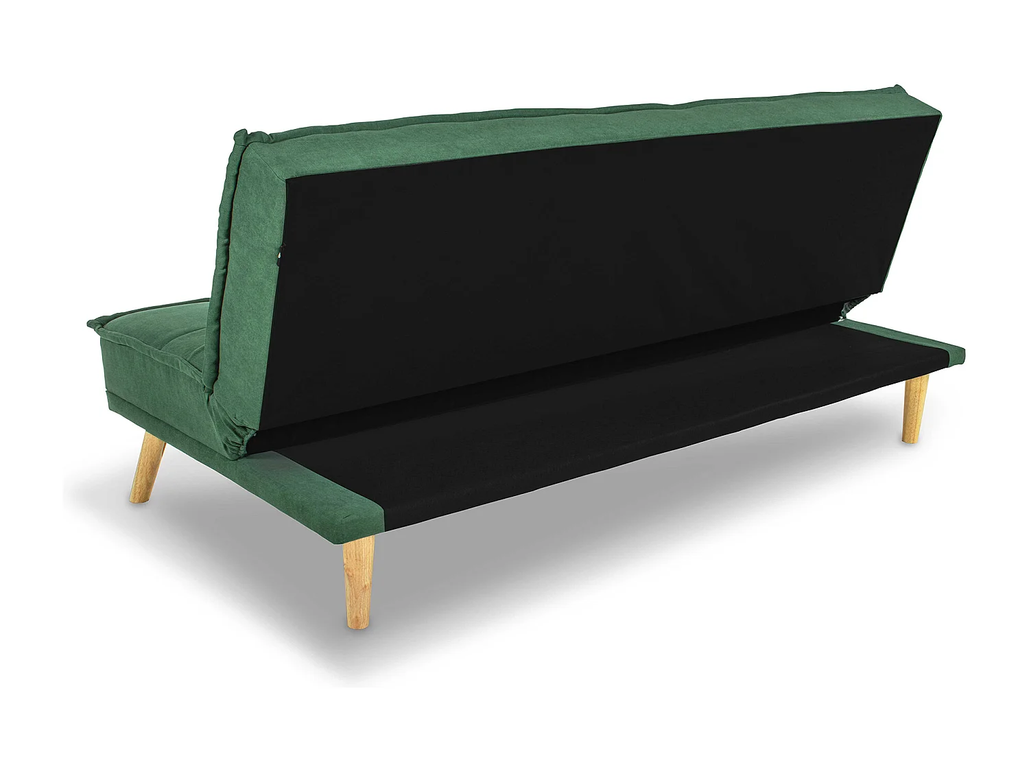 Divano letto clic clac in tessuto vellutato verde abete, divano 3 posti mod. Bart