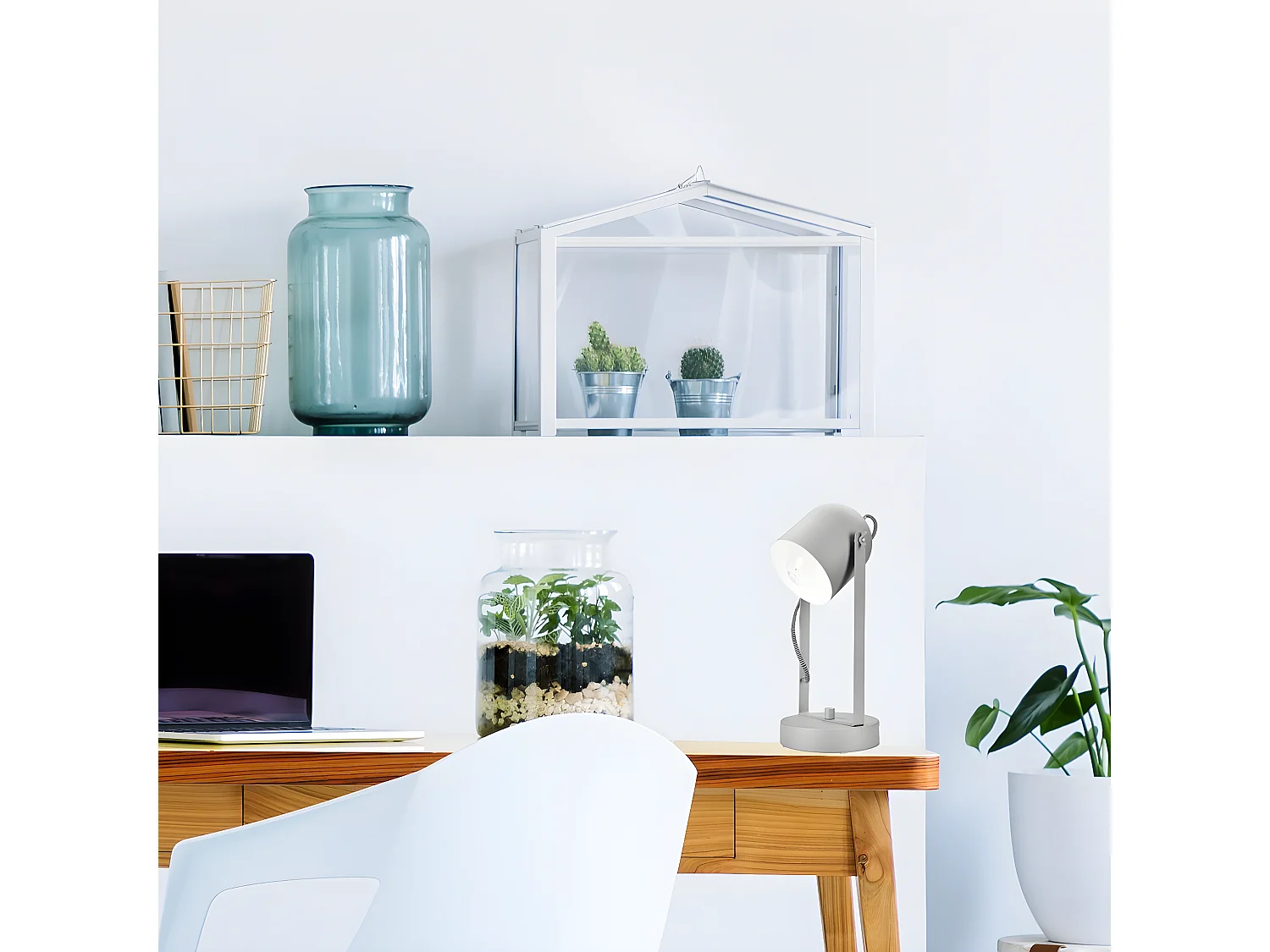 Tafellamp Suri, Zilver, 34x14x14 cm, Epikasa