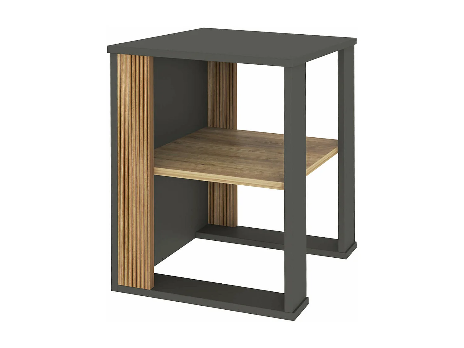 Tavolino Fianco Divano Neem 60x45x45 Truciolato Marrone Scuro Grigio Scuro Moderno