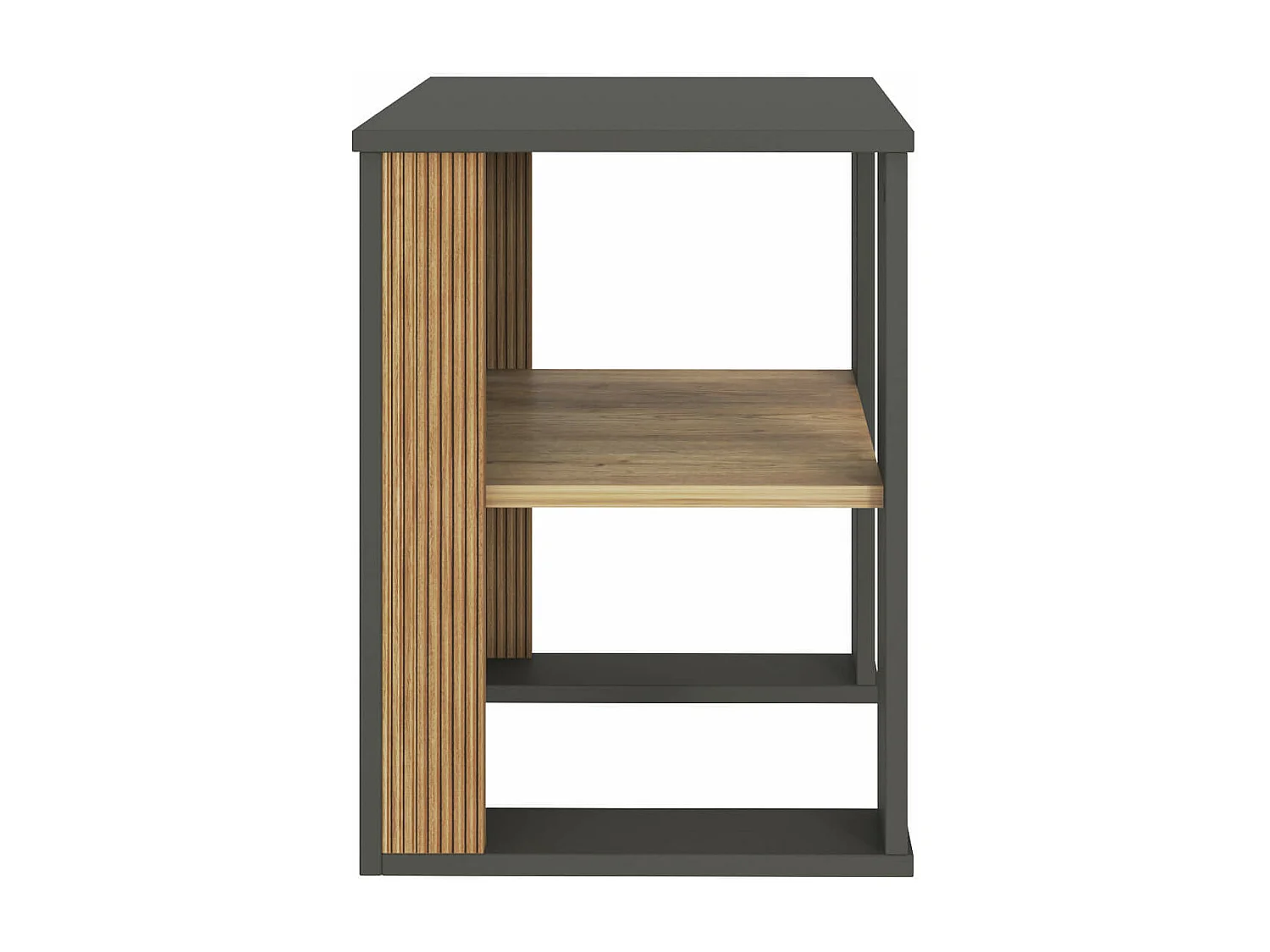 Tavolino Fianco Divano Neem 60x45x45 Truciolato Marrone Scuro Grigio Scuro Moderno