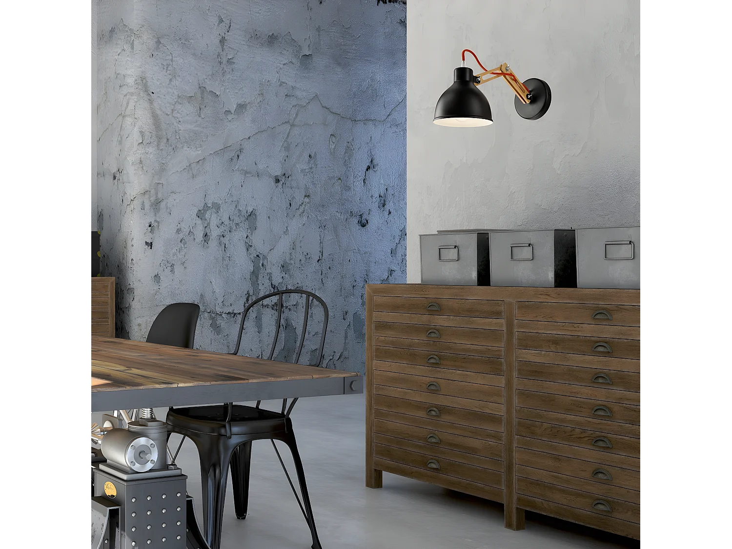 Wandlamp Marcello, Zwart, 25x35x15 cm, EPIKASA