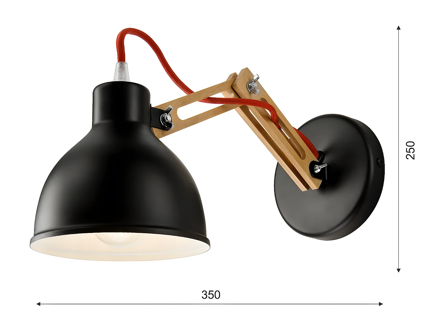 Wandlamp Marcello, Zwart, 25x35x15 cm, EPIKASA