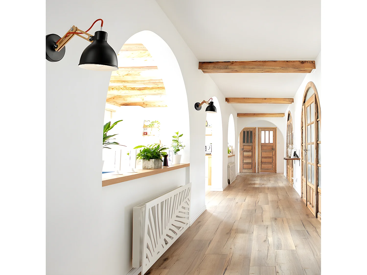 Wandlamp Marcello, Zwart, 35x15x25 cm, Seven Design