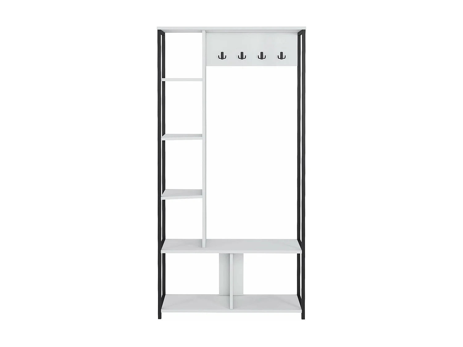 Guardaroba da Ingresso Caigua 182x90x35 Truciolato Acciaio Bianco Grigio Scuro Moderno