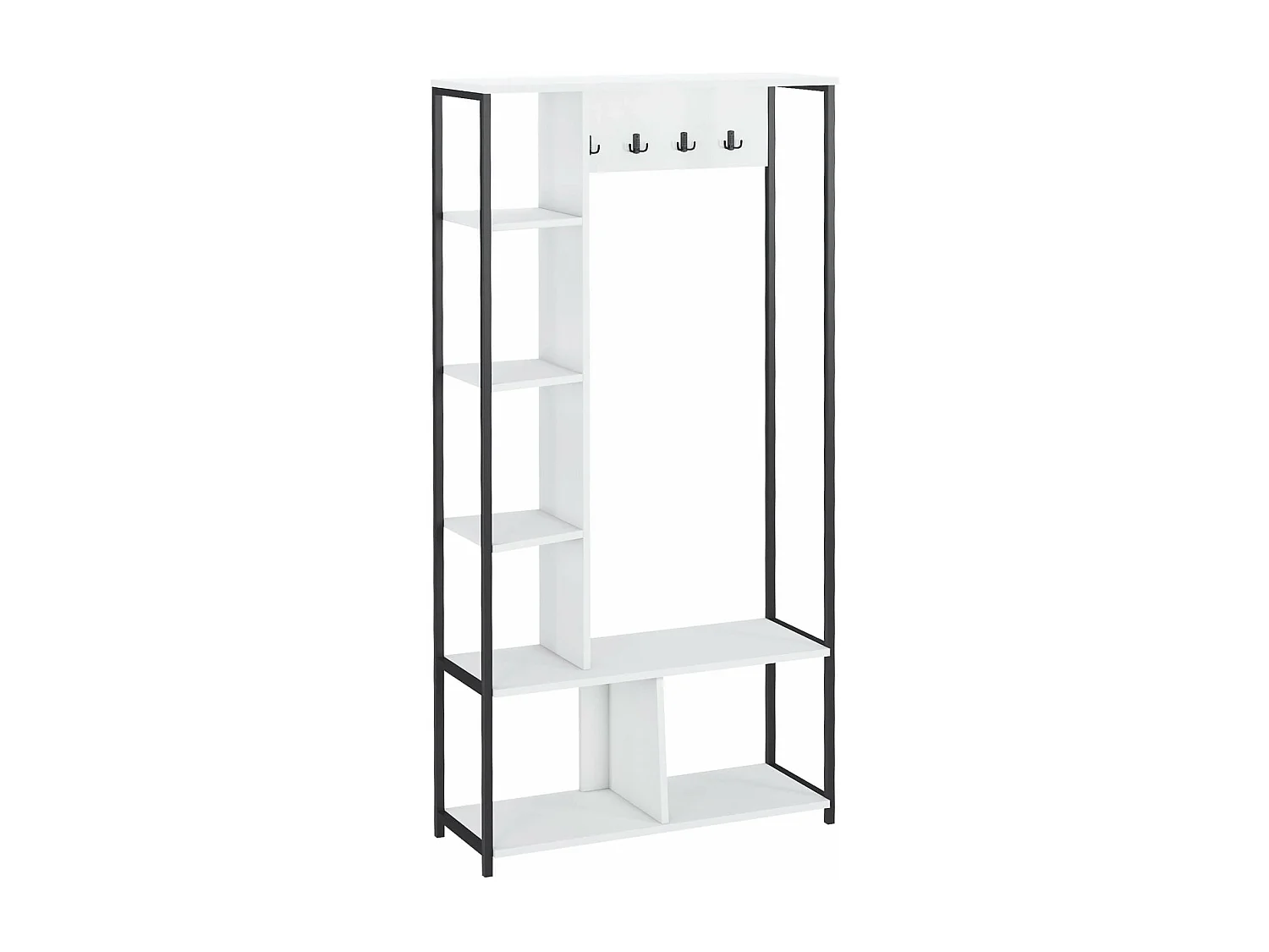 Guarda-Roupa de Entrada Rebecca Mobili Caigua 182x90x35 Aglomerado Aço Branco Cinza Escuro Moderno