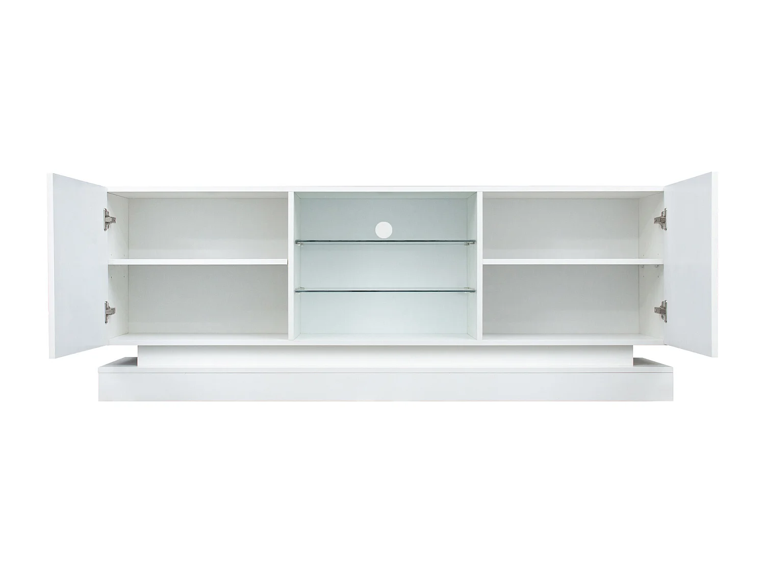 Mobile TV moderno con LED colorato - adatto per TV 70" - 2 ante e 3 ripiani - Bianco