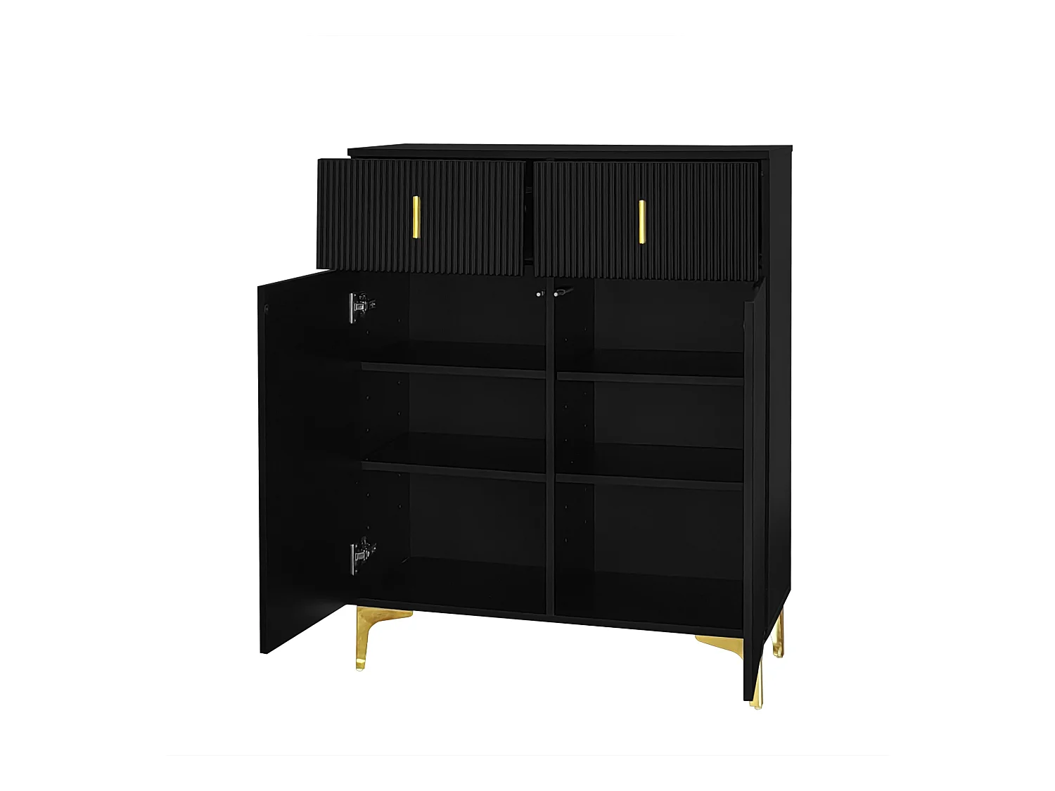 Modern dressoir - 2 deuren met verstelbare planken en 2 lades - Zwart