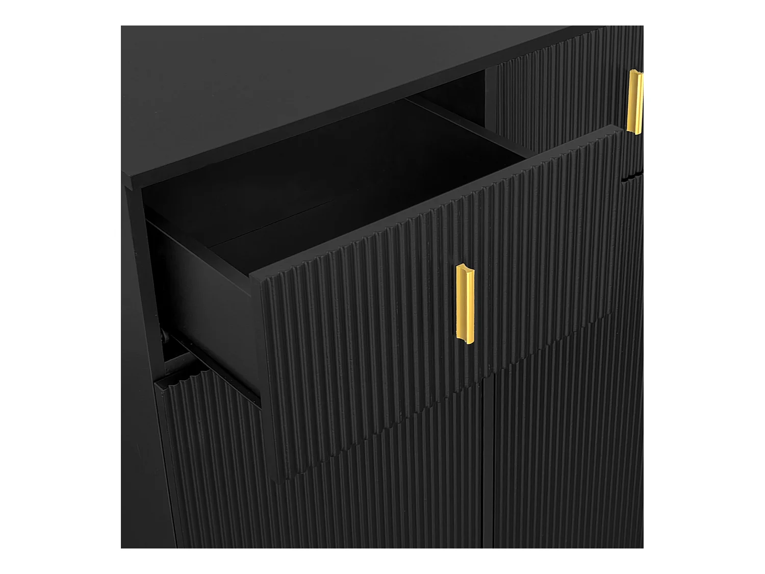 Modern dressoir - 2 deuren met verstelbare planken en 2 lades - Zwart