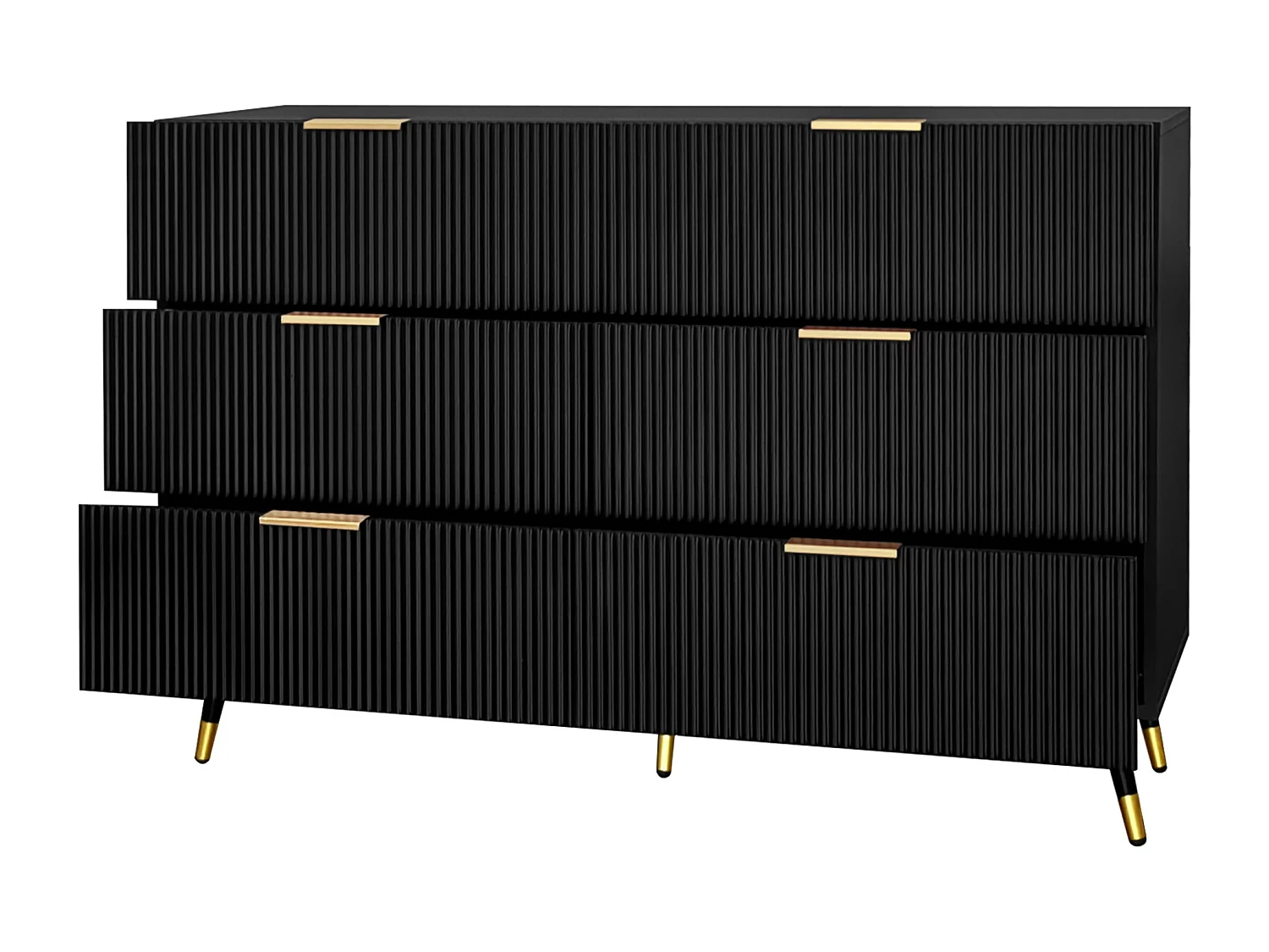 Dressoir、Moderne ladekast - 6 laden - spaanplaat - Zwart