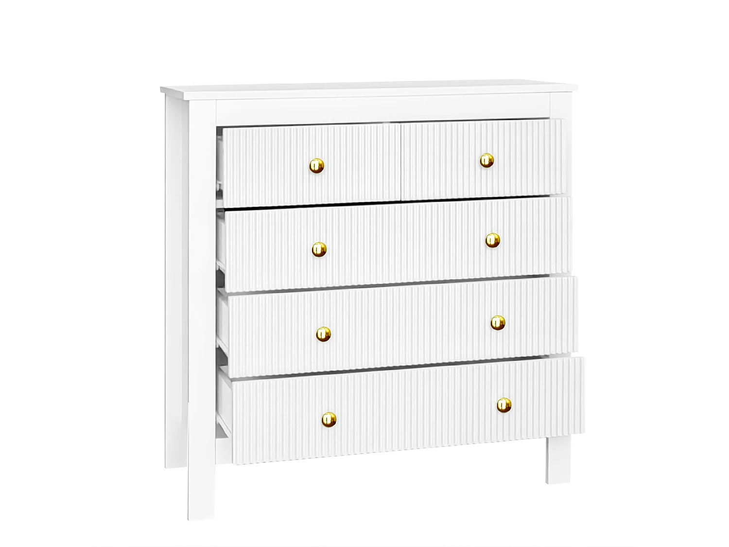 Buffet、Commode avec 4 tiroirs - en panneaux de particules - Blanc