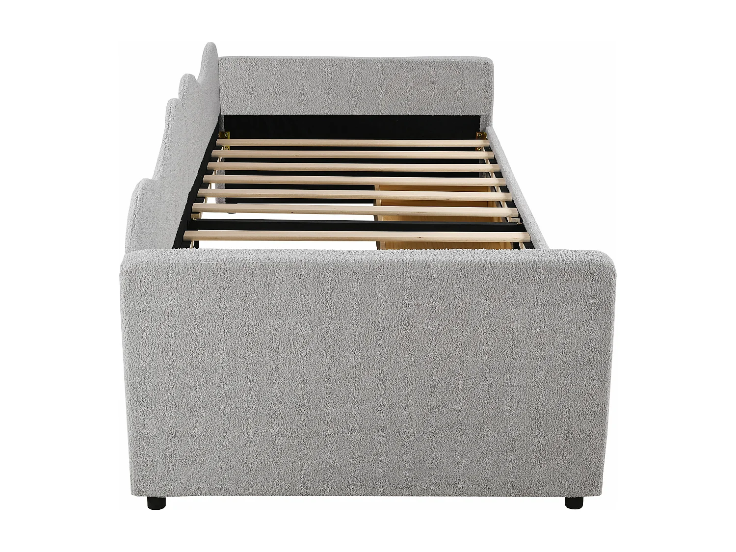 Dagbedbed 90x200cm met 2 lades - in netjes fluweel - Grijs