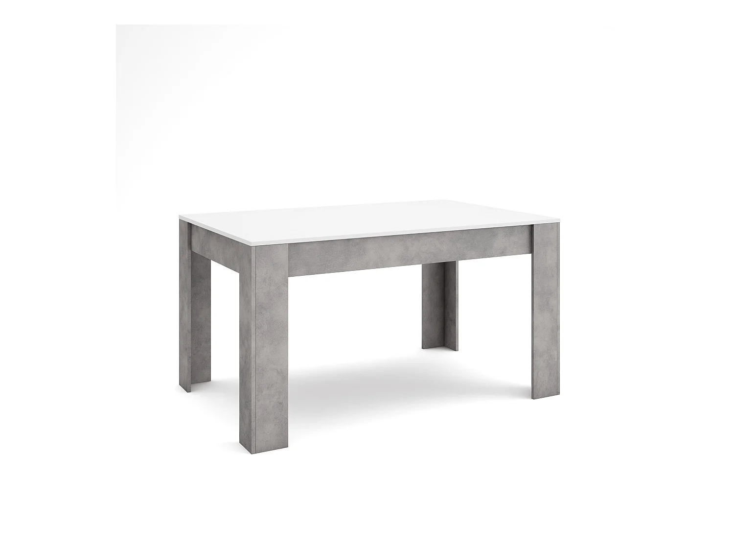 Table à manger, 140x90x76 cm, Pour 6 personnes, Meubles de Salon, Blanc et ciment