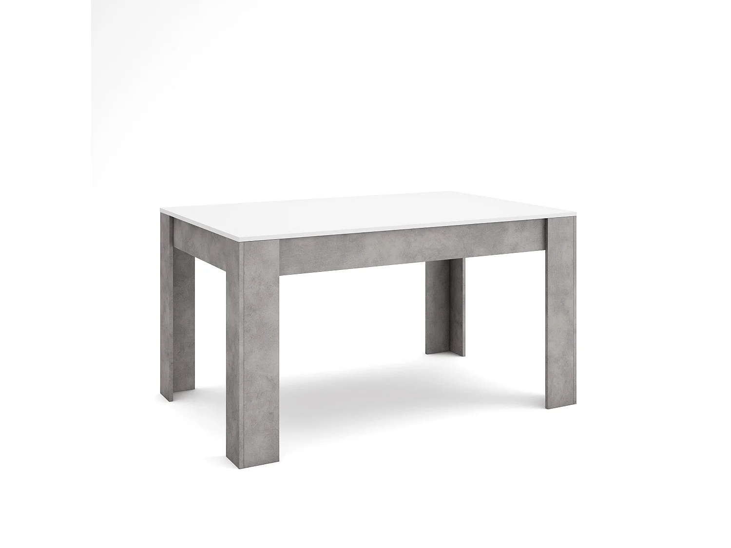 Table à manger, 140x90x76 cm, Pour 6 personnes, Meubles de Salon, Blanc et ciment