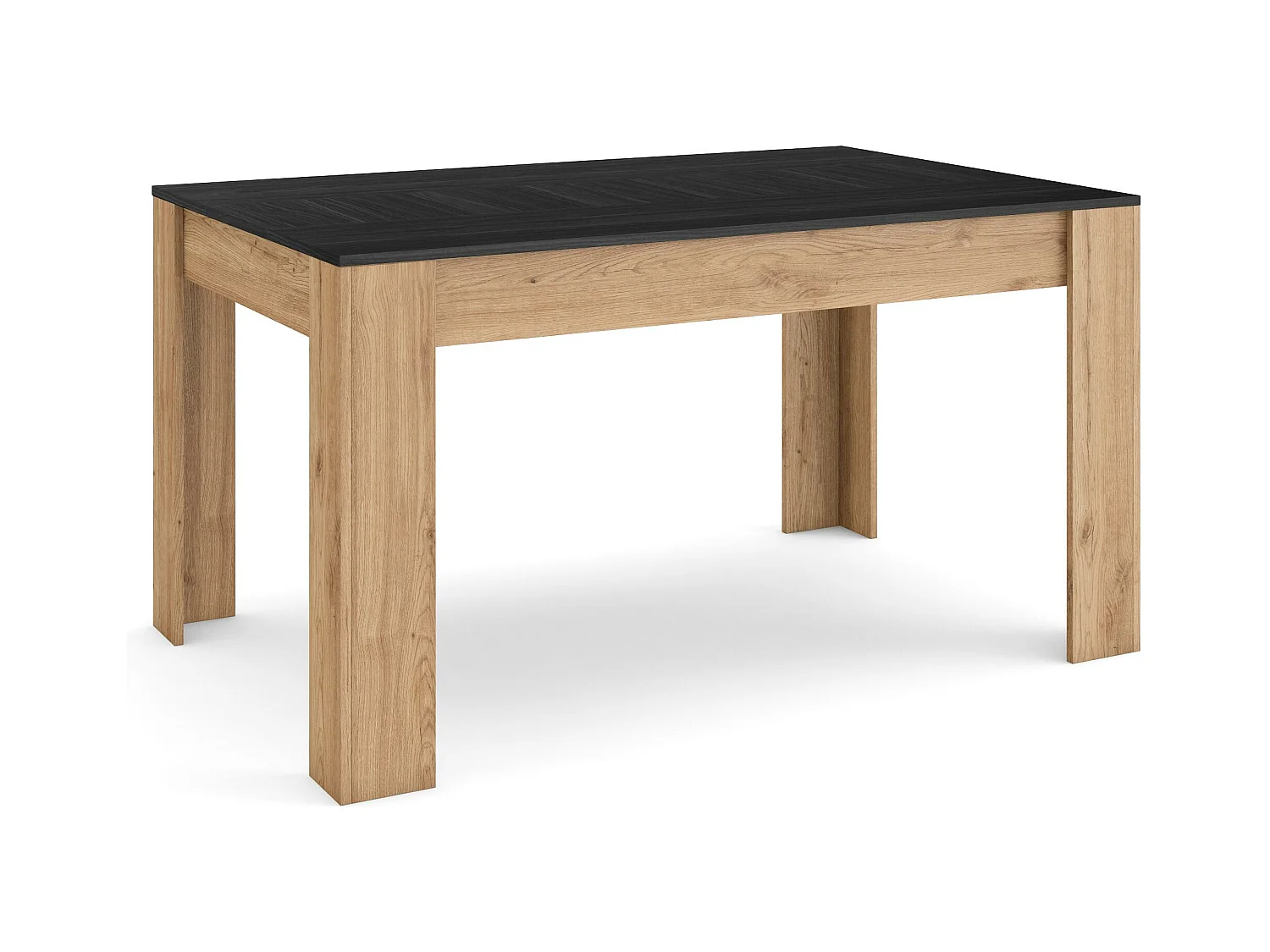 Table à manger, 140x90x76 cm, Pour 6 personnes, Meubles de Salon, Noir et chêne