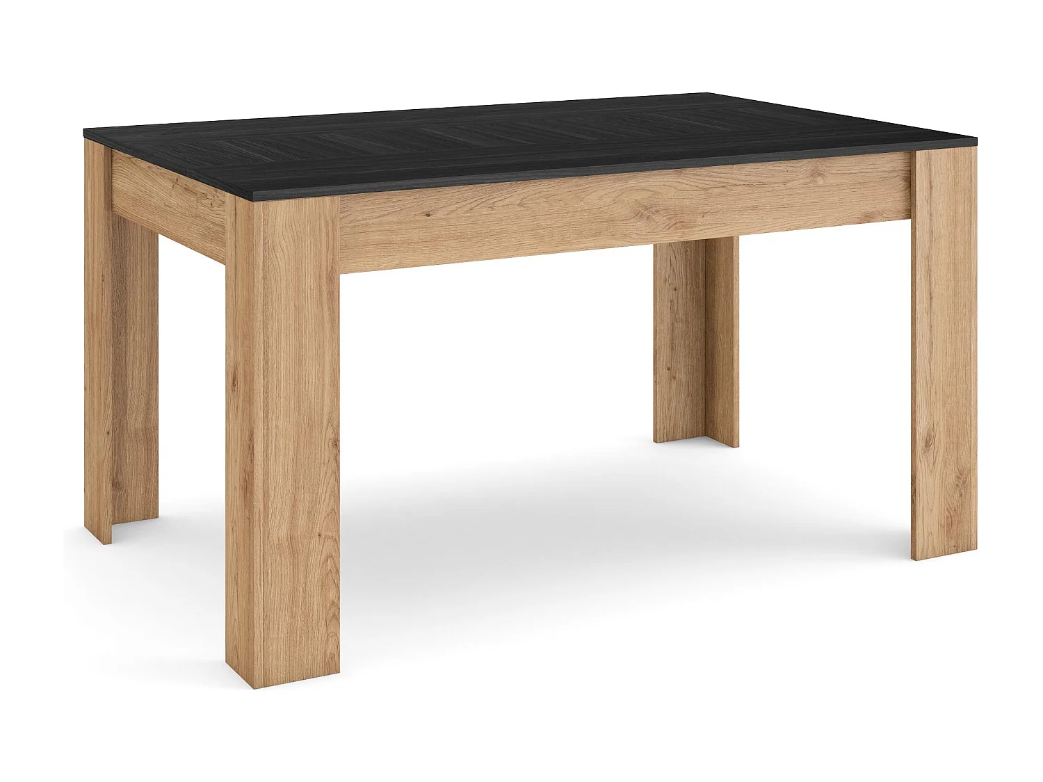 Mesa Sala de Jantar, 140x90x76cm, Para 6 pessoas, Móveis Sala Jantar, Preto e carvahlo