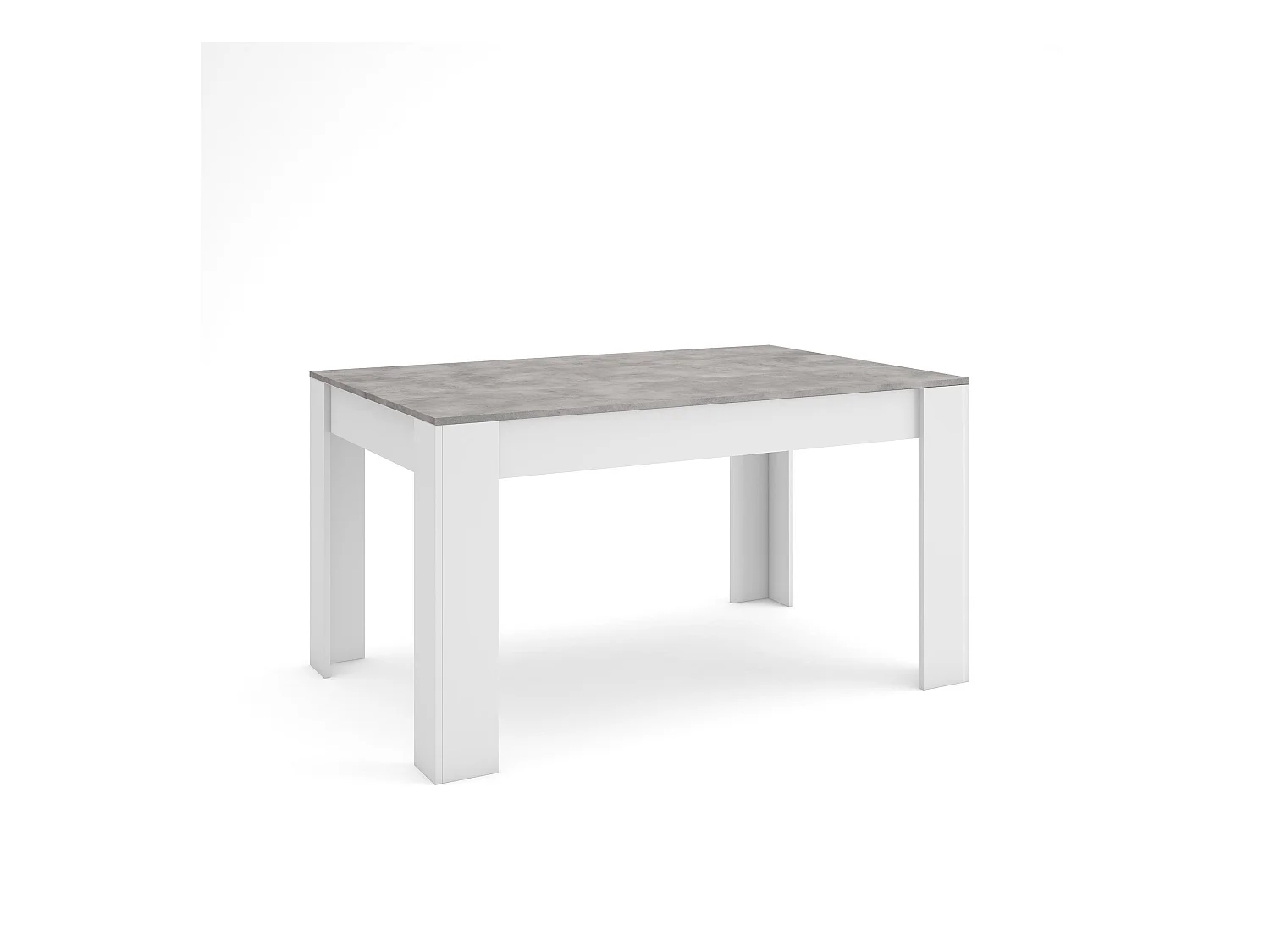 Esszimmertisch, 140x90x76cm, Für 6 Gäste, Stubentisch, Zement und Weiß