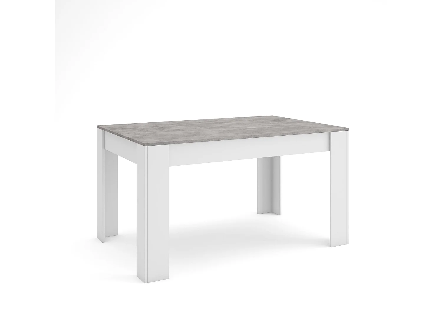 Table à manger, 140x90x76 cm, Pour 6 personnes, Meubles de Salon, Ciment et Blanc